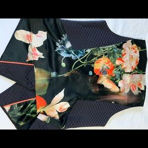 Ted Baker Vest size 2 ( goes with posted pencil skirt) black with printed back